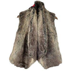 Lisa International Women's Faux Fur Vest Brown Size Small